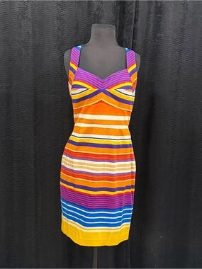 Calvin Klein Sunset Striped Sweatheart Bodycon Dress